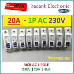 MCB AC 1P C20 20A 230V 4kA Miniature Circuit Breaker DIN RAIL